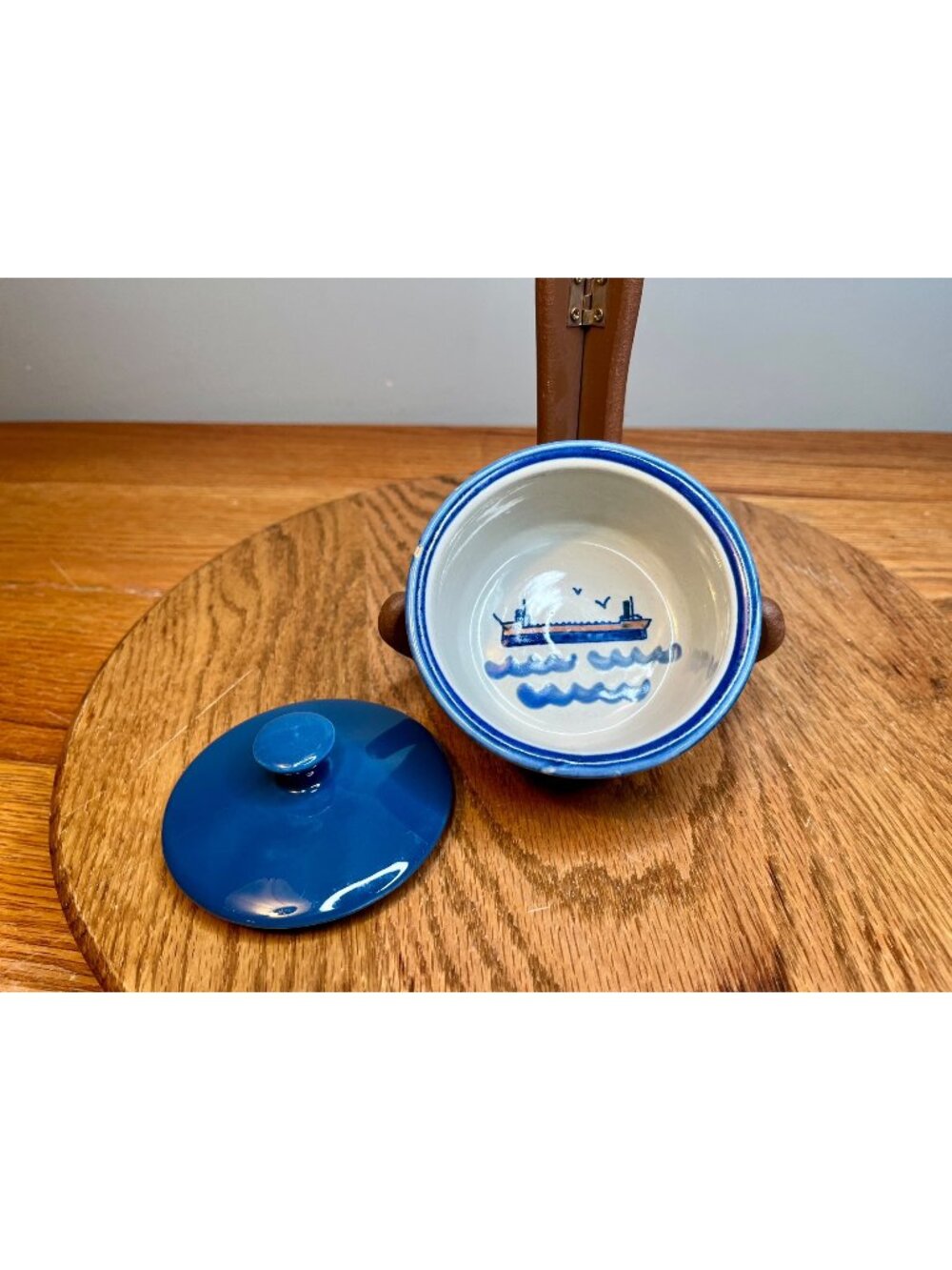 Captain Spicers Louisville Stoneware Pottery Small Bowl/Ramekin with Lid